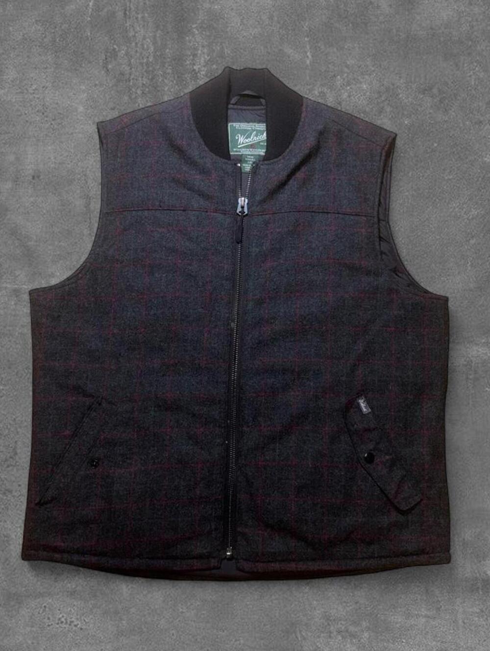 2000s Woolrich Wool Plaid Quilted Vest Mens Large Outdoor Hunting